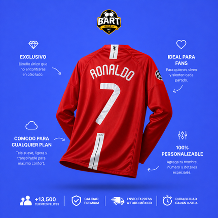Manchester United 2008 Manga Larga Ronaldo 2008