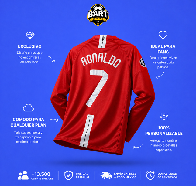 Manchester United 2008 Manga Larga Ronaldo 2008