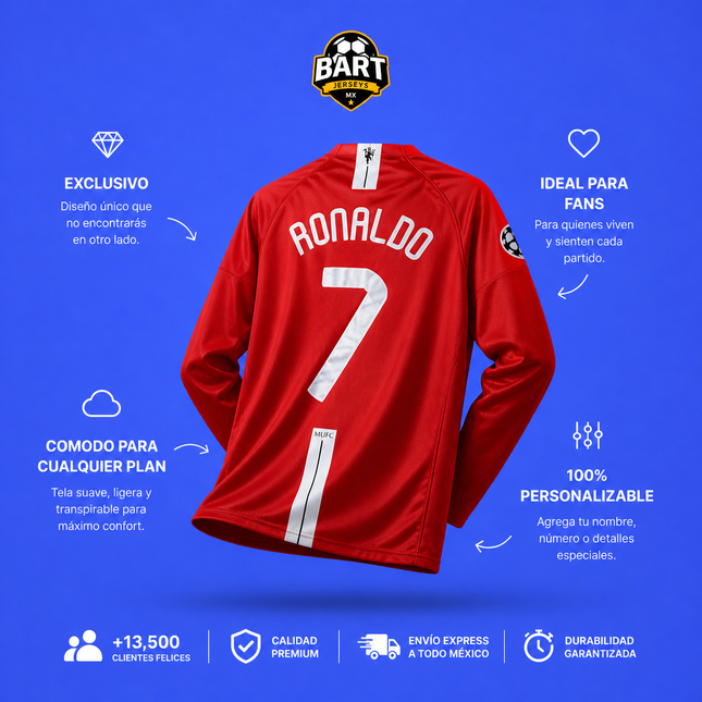 Manchester United 2008 Manga Larga Ronaldo 2008