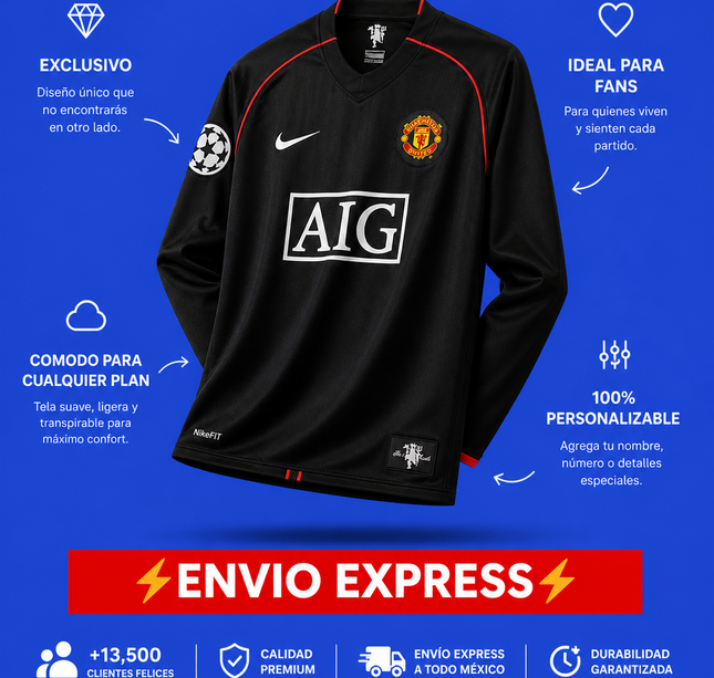 Manchester United Ronaldo 2008 Visita - Manga Larga
