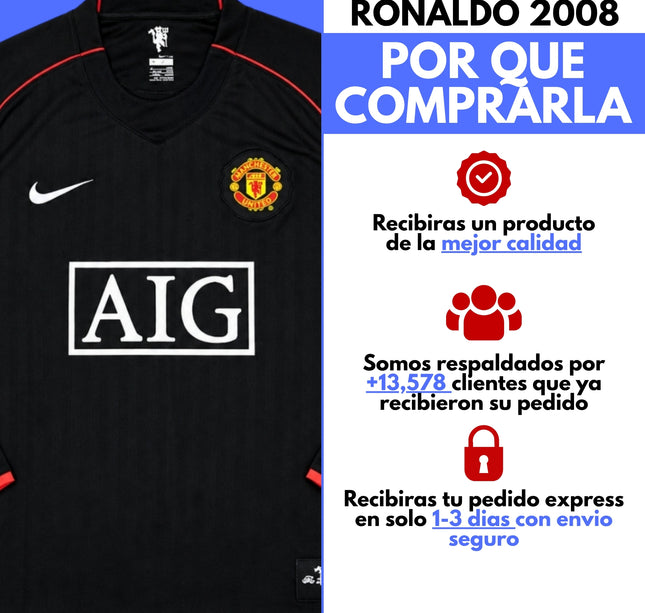Manchester United Ronaldo 2008 Visita - Manga Larga